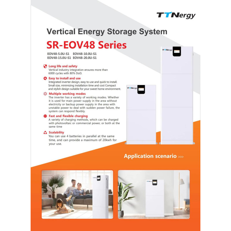 Гібридна система зберігання енергії 48V 200Ah Power Wall з інвертором (All-in-One ESS)