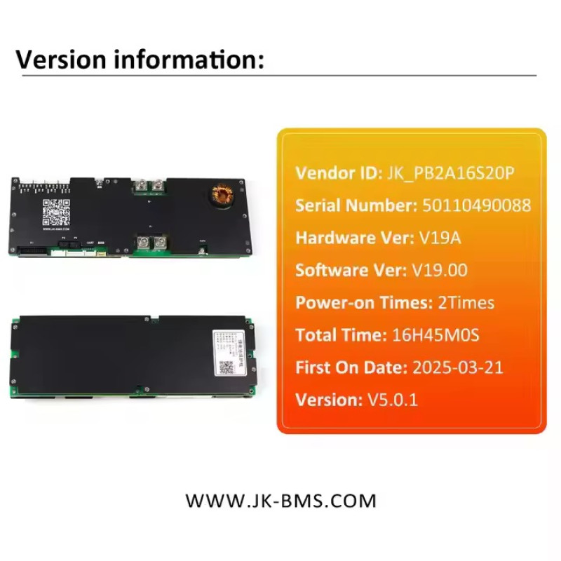 JK-PB2A16S20P Active Balance BMS 16S 200A LiFePO₄ 48V з RS485 / CAN / RS232 / Bluetooth