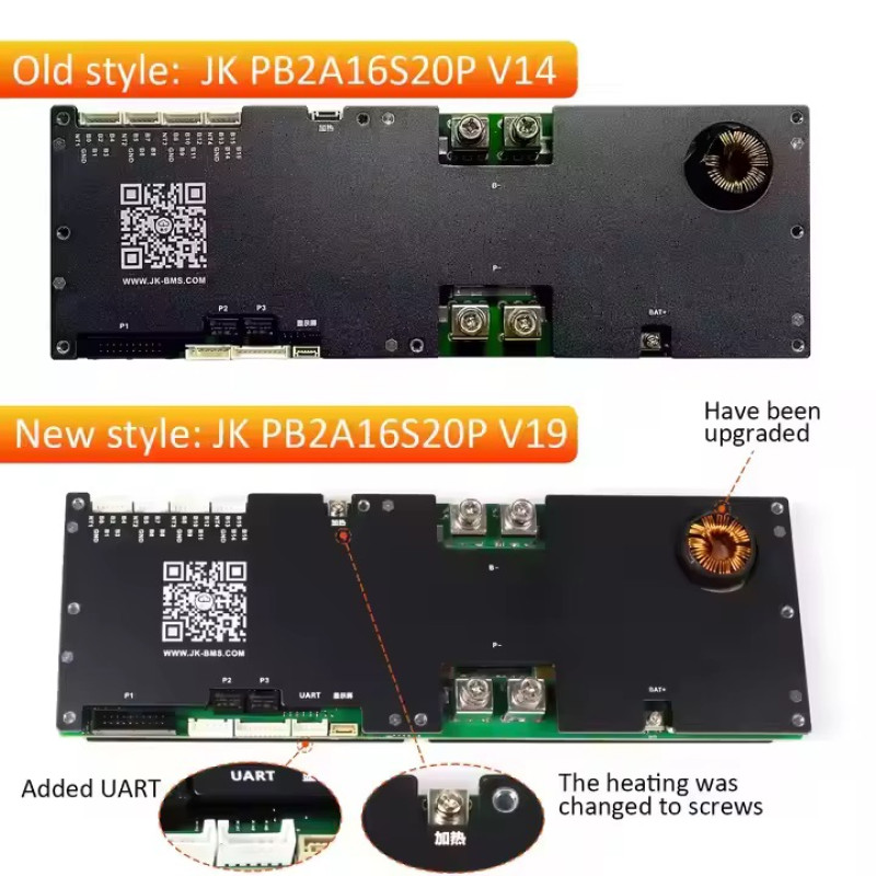 JK-PB2A16S20P Active Balance BMS 16S 200A LiFePO₄ 48V з RS485 / CAN / RS232 / Bluetooth