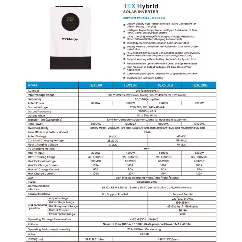 Гібридний інвертор TTN INVERTER-TOUCH 6.2 кВт,  
